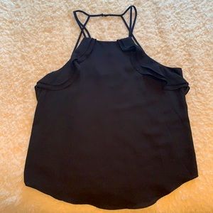 High neck ruffle strappy tank top